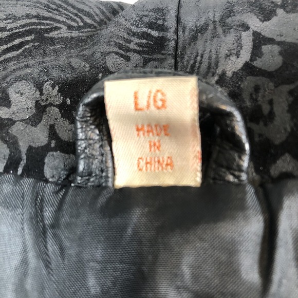 Outbrook Leather Coat Womens Large Black Long Baroque Suede Detail 80s Vintage - Picture 6 of 16